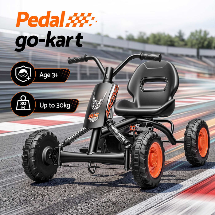 Speed Racer Kids Adjustable Pedal Powered Go Kart Black