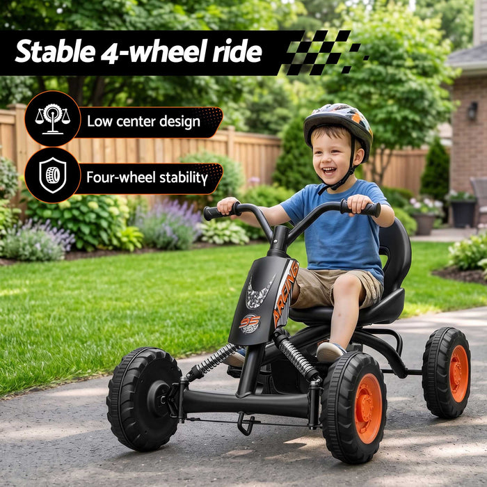 Speed Racer Kids Adjustable Pedal Powered Go Kart Black