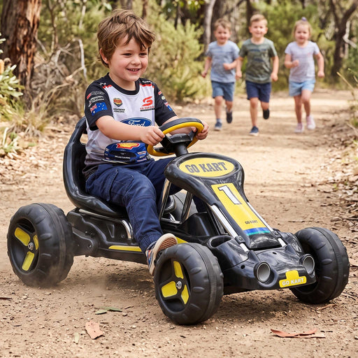 Super Racer Kids Pedal Powered Go Kart | Black/Yellow