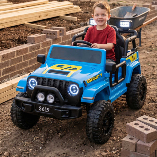 Toyota Jeep Inspired Kids Ride On Car with Remote Control & Detachable Shovel True Blue