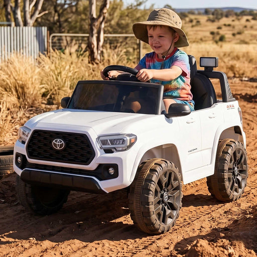 Toyota Tacoma Officially Licensed Off Road Kids Ride On Car with Remote Control | White