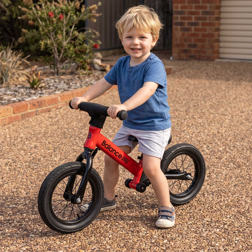 Track Star Deluxe 12 Inch Kids Balance Bike | Red & Black