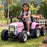 Tractor with Detachable Trailer Kids Ride On Electric Car Powder Pink
