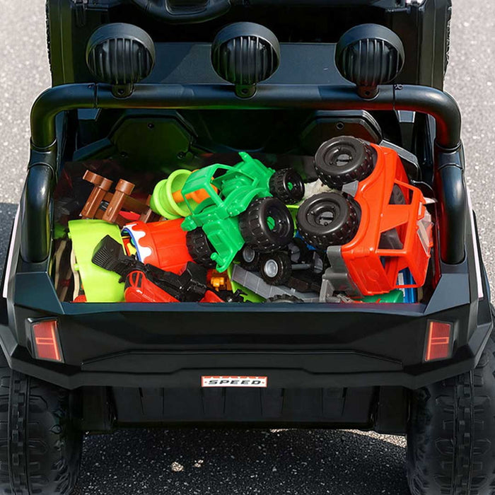 Twin Two Seater Deluxe 12V Off Road Kids Ride On Car Raven Black with Pink