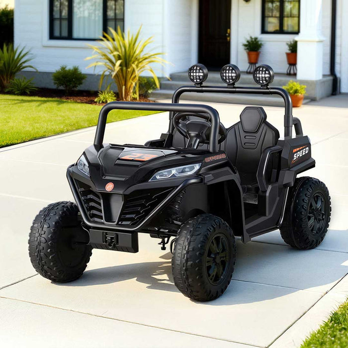 Twin Two Seater Deluxe 12V Off Road Kids Ride On Car Raven Black