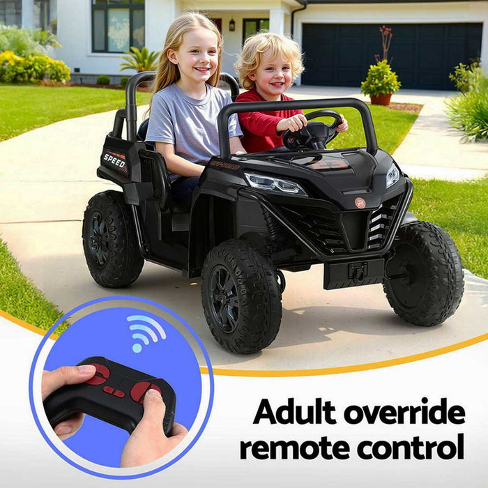 Twin Two Seater Deluxe 12V Off Road Kids Ride On Car Raven Black