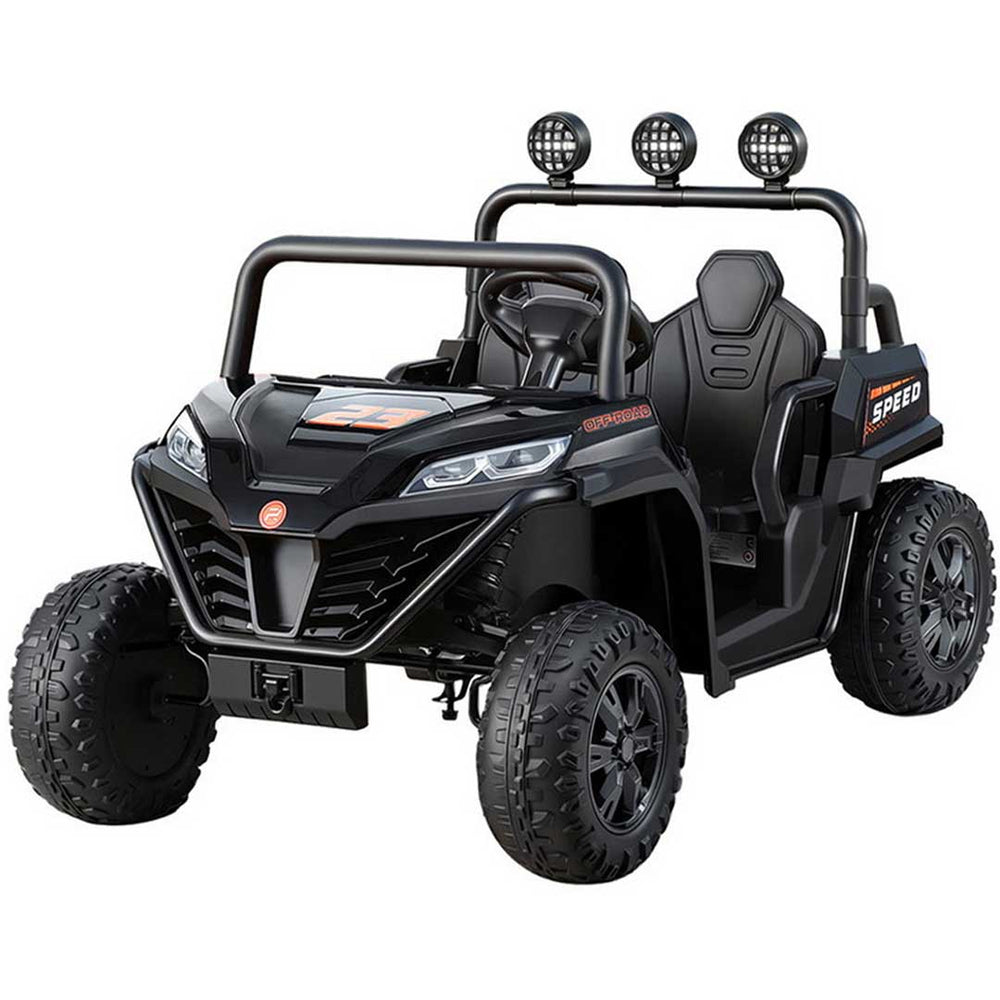 Twin Two Seater Deluxe 12V Off Road Kids Ride On Car Raven Black