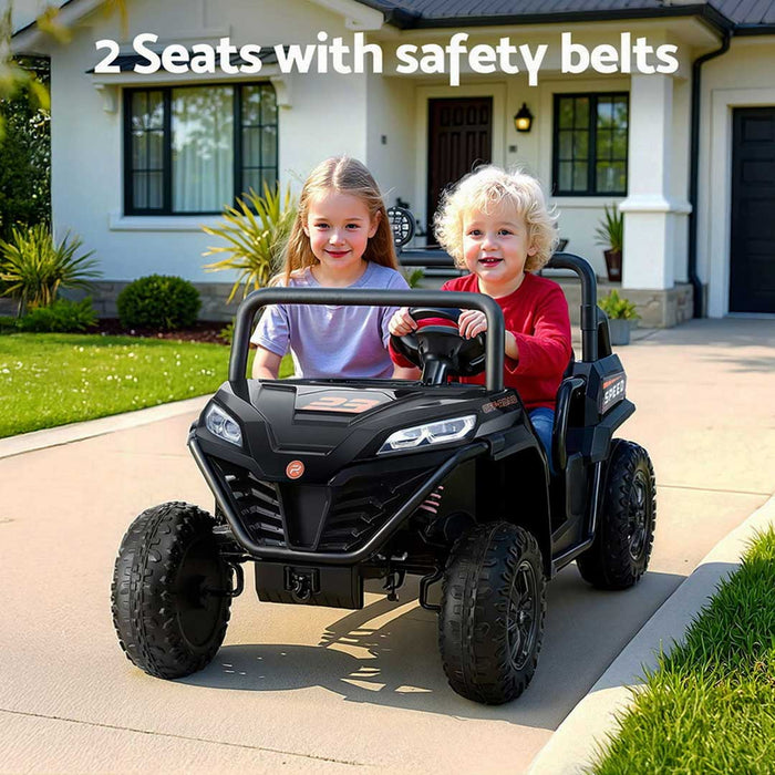 Twin Two Seater Deluxe 12V Off Road Kids Ride On Car Raven Black