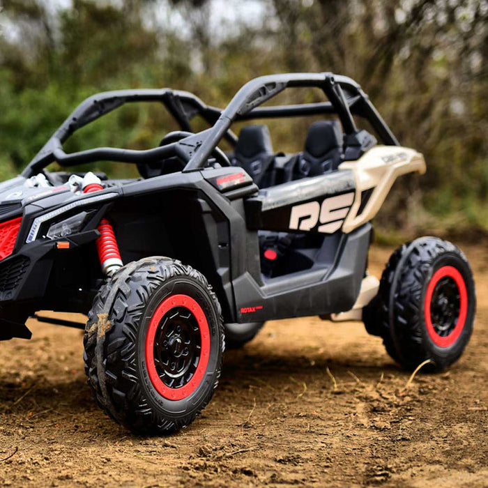 Two Seater Twin Officially Licensed CAN-AM Premium 24V Kids Ride On Buggy with Remote Control Carbon Black