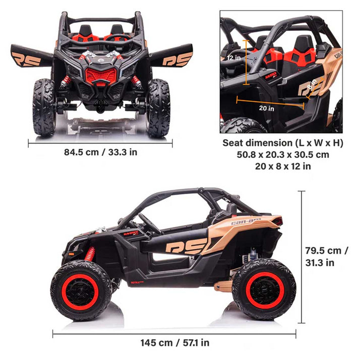 Two Seater Twin Officially Licensed CAN-AM Premium 24V Kids Ride On Buggy with Remote Control Carbon Black