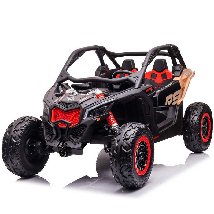 Two Seater Twin Officially Licensed CAN-AM Premium 24V Kids Ride On Buggy with Remote Control Carbon Black