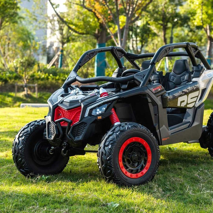 Two Seater Twin Officially Licensed CAN-AM Premium 24V Kids Ride On Buggy with Remote Control Carbon Black