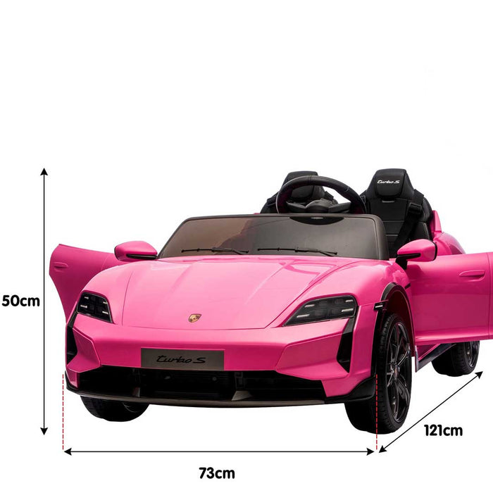 Two Seater Twin Officially Licensed Porsche Taycan Turbo S Kids Ride On SUV with Remote Control Porsche Pink Pig