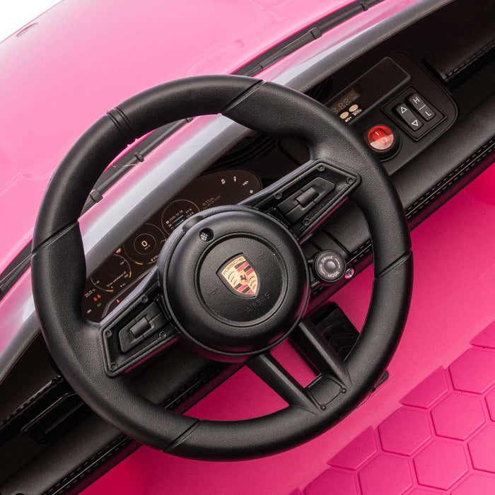 Two Seater Twin Officially Licensed Porsche Taycan Turbo S Kids Ride On SUV with Remote Control Porsche Pink Pig