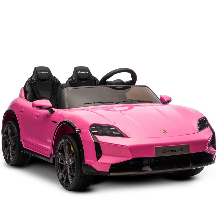 Two Seater Twin Officially Licensed Porsche Taycan Turbo S Kids Ride On SUV with Remote Control Porsche Pink Pig