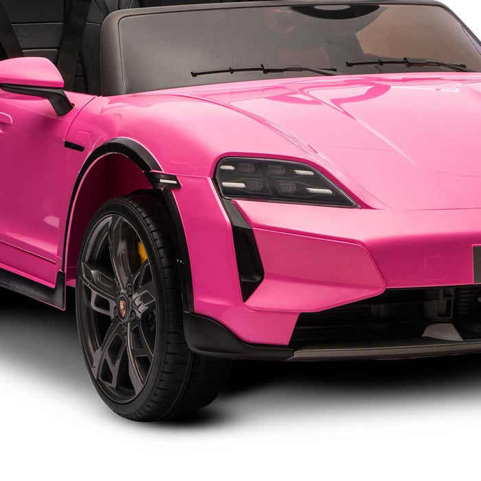 Two Seater Twin Officially Licensed Porsche Taycan Turbo S Kids Ride On SUV with Remote Control Porsche Pink Pig