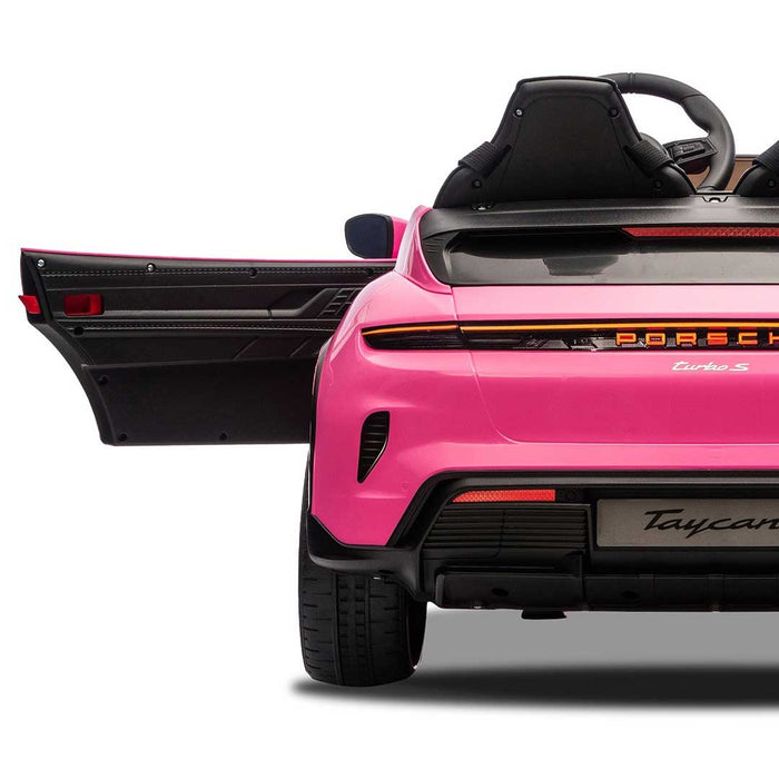 Two Seater Twin Officially Licensed Porsche Taycan Turbo S Kids Ride On SUV with Remote Control Porsche Pink Pig