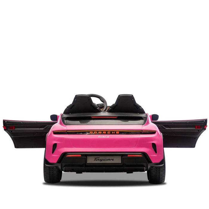 Two Seater Twin Officially Licensed Porsche Taycan Turbo S Kids Ride On SUV with Remote Control Porsche Pink Pig