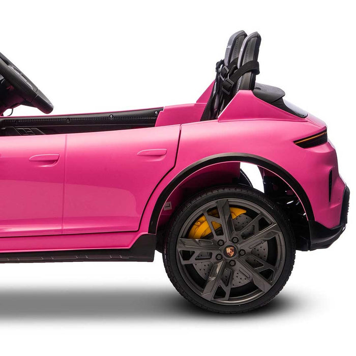 Two Seater Twin Officially Licensed Porsche Taycan Turbo S Kids Ride On SUV with Remote Control Porsche Pink Pig