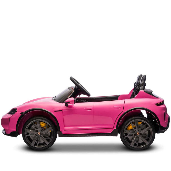 Two Seater Twin Officially Licensed Porsche Taycan Turbo S Kids Ride On SUV with Remote Control Porsche Pink Pig