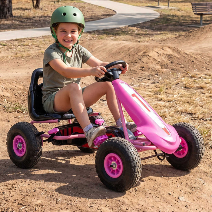 Ultimate Racer Kids Pedal Powered Go Kart | Power Pink