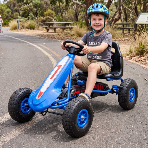 Ultimate Racer Kids Pedal Powered Go Kart | Electric Blue