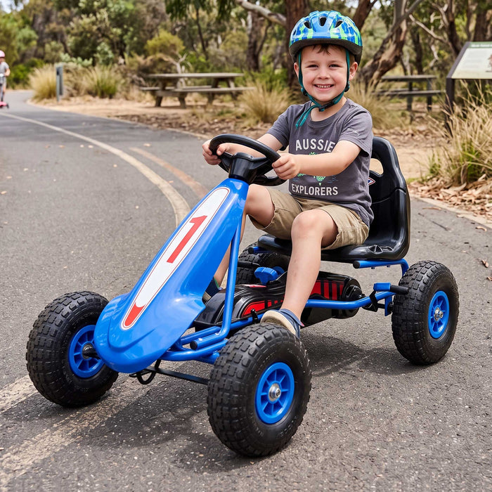 Ultimate Racer Kids Pedal Powered Go Kart | Electric Blue