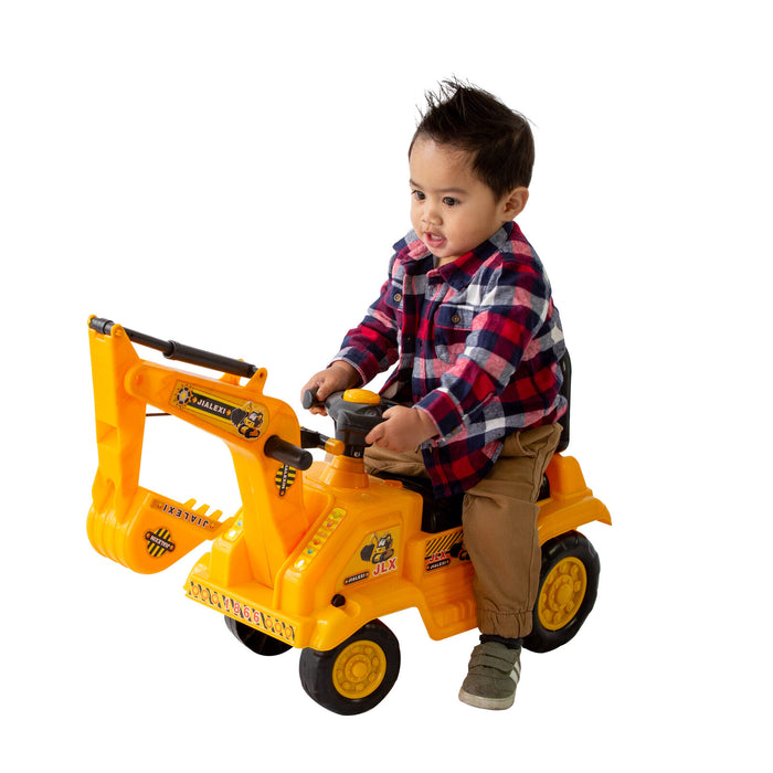 Construction Inspired Kids Ride On Car Excavator Digger | Yellow | Ride Ons