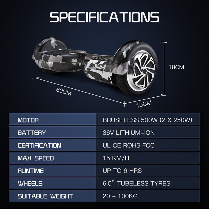 Bullet Hoverboard Self Balancing Electric Scooter Personal Transport by Bullet | Grey Camoflouge