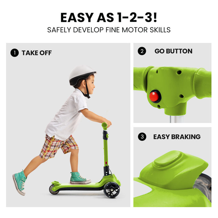 Rovo Junior 3 Wheel Electric Folding Scooter with Adjustable Heights | Slime Green