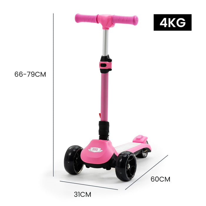 Rovo Junior 3 Wheel Electric Folding Scooter with Adjustable Heights | Candy Pink