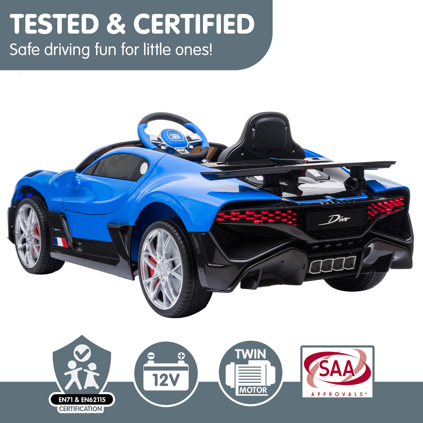 Officially Licensed Bugatti Divo Kids Premium Ride On Car with Remote ...