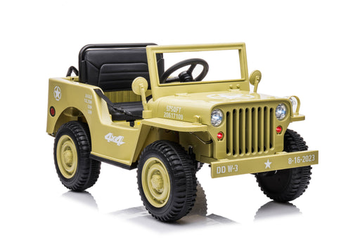 Willy's ARMY Jeep Inspired Kids Ride On Car with Remote Control | Olive Green