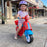 Vespa Inspired Foot-To-Floor-Balance-Push-Scooter Kids Ride On Scooter Lava Red with Sky Blue