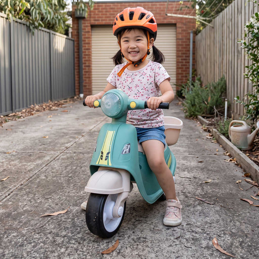 Vespa Inspired Foot-To-Floor-Balance-Push-Scooter Kids Ride On Scooter Seaweed Green