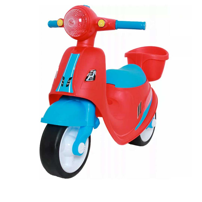 Vespa Inspired Foot-To-Floor-Balance-Push-Scooter Kids Ride On Scooter Lava Red with Sky Blue