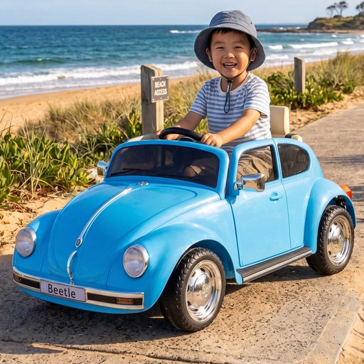Volkswagon VW Beetle Officially Licensed Kids Ride On Car with Remote Control | Ocean Blue