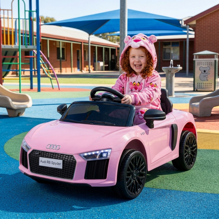 Audi R8 Spyder Licensed Kids Ride On Car with Remote Control | Baby Pink