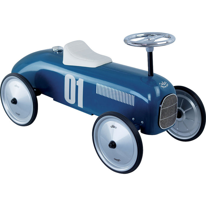 Kids Classic Vintage Racer Metal Ride On Push Car | Night Blue