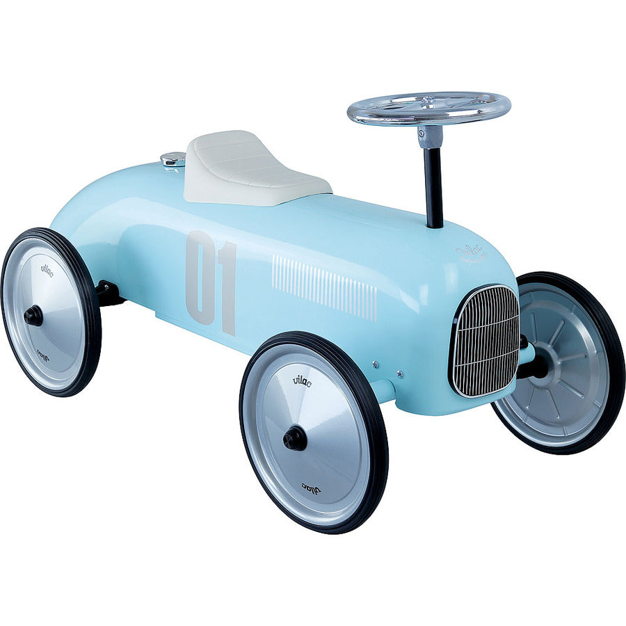 Kids Classic Vintage Racer Metal Ride On Push Car Baby Blue
