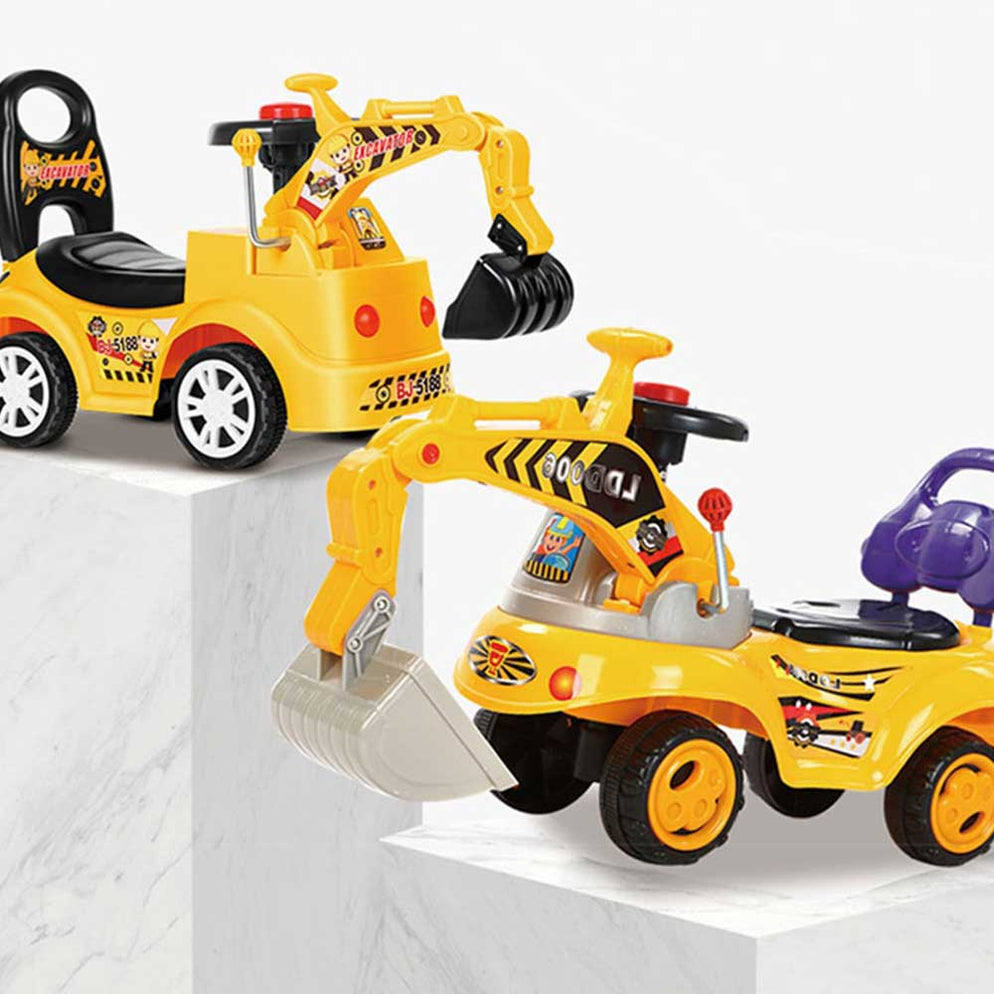 Construction Inspired Kids Ride On Car Excavator, Yellow | Ride Ons