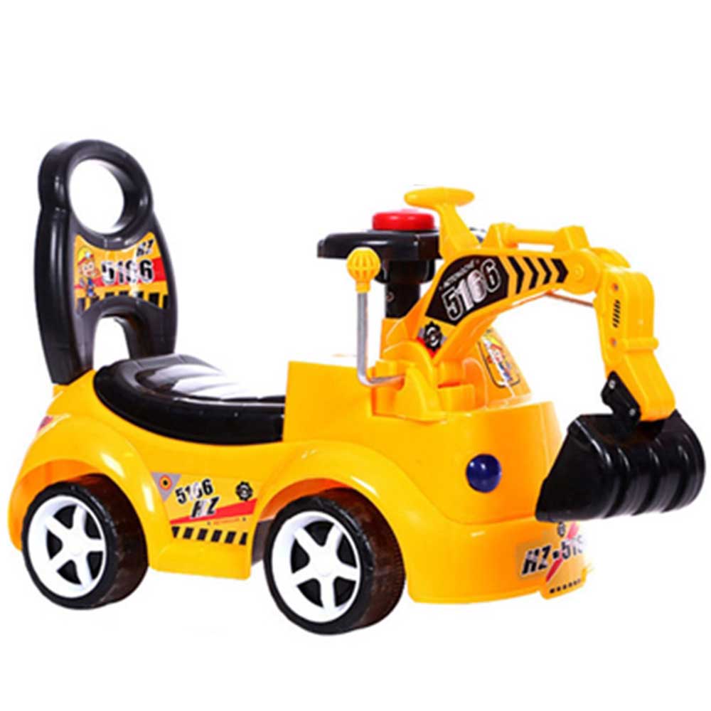 Construction Inspired Kids Ride On Car Excavator, Yellow | Ride Ons