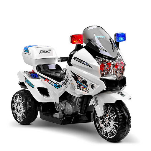 Deluxe Police Inspired Kids Ride On Motorcycle White 