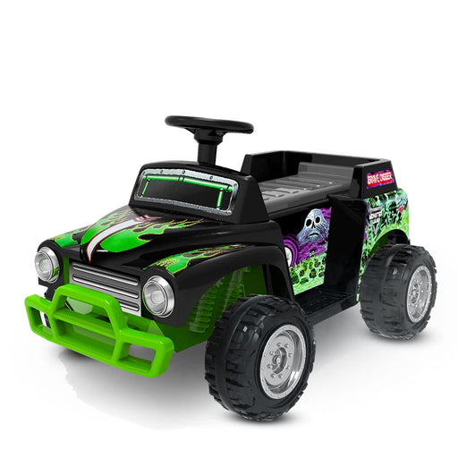 Monster Jam Licensed Grave Digger Monster Truck Kids Ride On | Black/Skulls