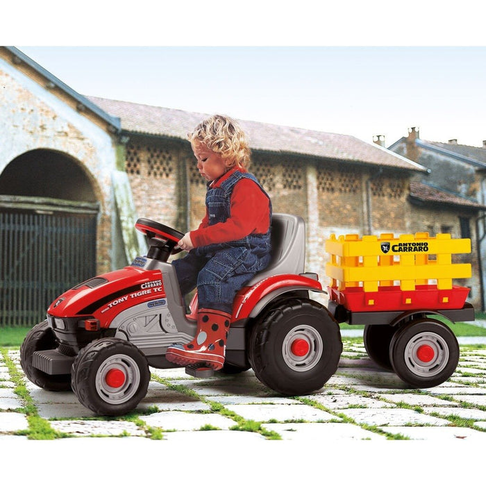 peg perego red tractor Peg Perego Mini Diesel Pedal Powered Kids Ride-On Tractor with Trailer