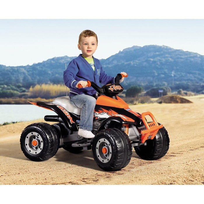 Peg Perego T-Rex Kids Ride On Quad Motorcycle | Orange/Black