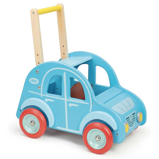 Kids Retro Wooden Toy Car Pusher & Walker |  Powder Blue