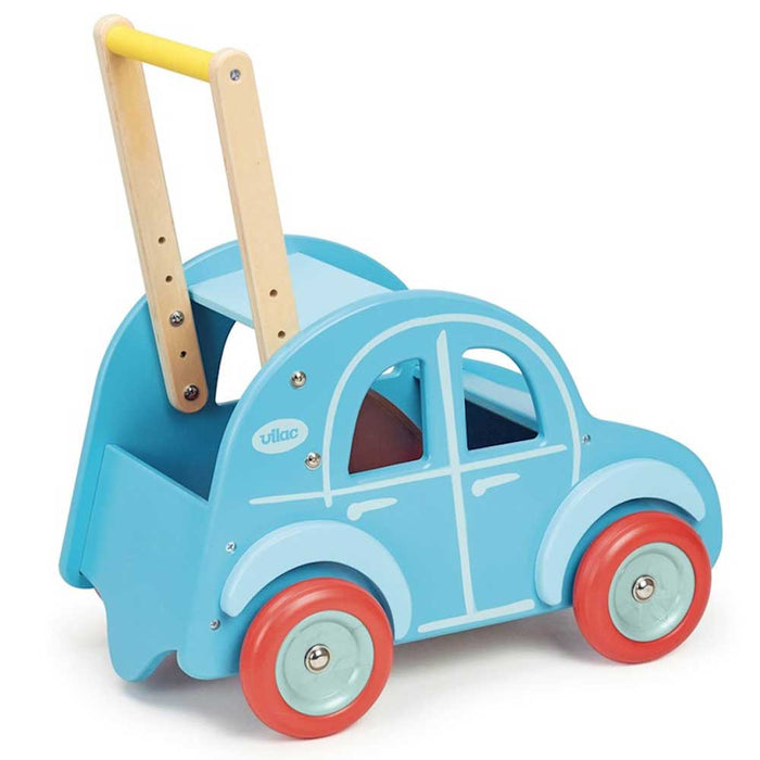 Kids Retro Wooden Toy Car Pusher & Walker |  Powder Blue