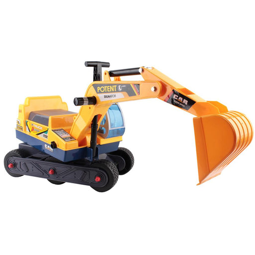 Construction Inspired Kids Ride On Car Excavator with Helmet | Yellow
