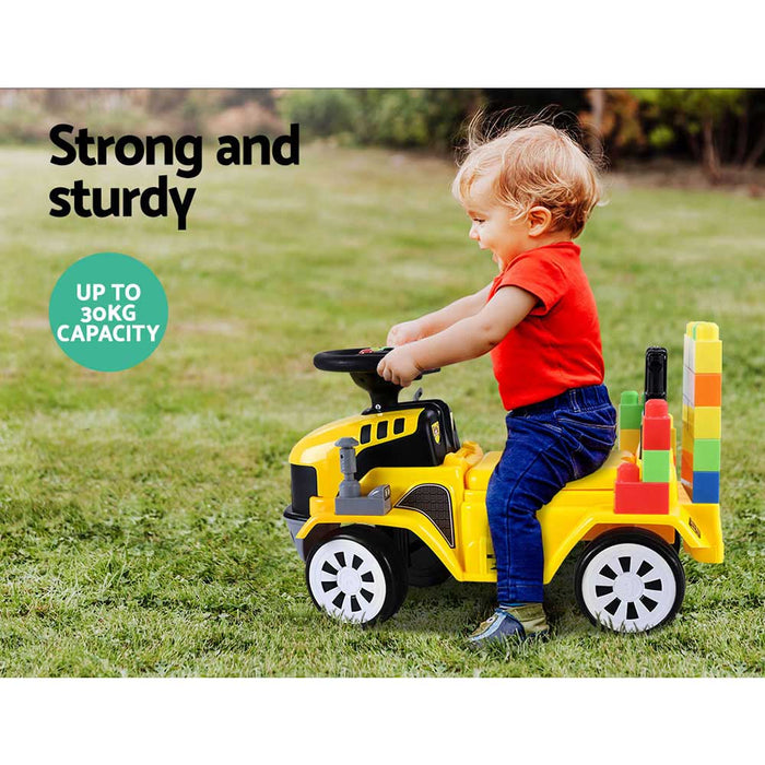 Children's Engine Ride Ons Construction Inspired Kids Ride On Car Digger Excavator with Building ...